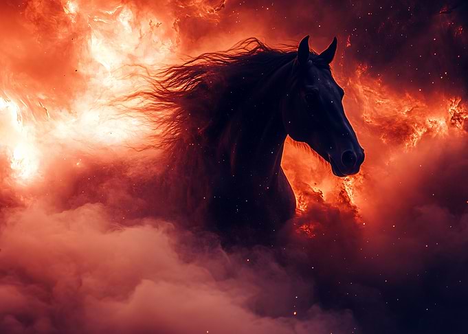 Fiery Horse in Nebula