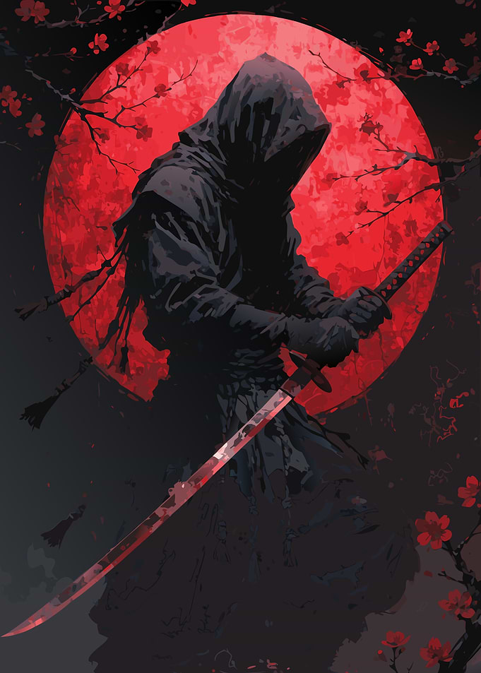 Ninja Warrior Under a Red Moon