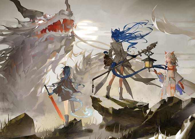 Fantasy Dragon Battle with Anime Characters