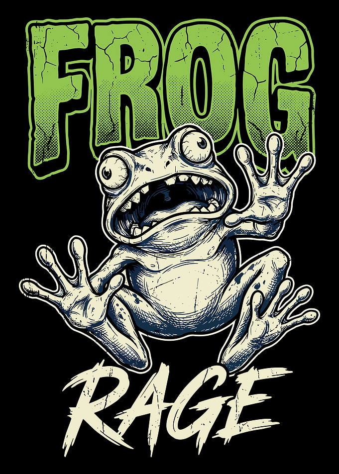 Frog Rage Poster Distressed Cartoon Frog Meme Wall Art Vintage Grunge Style