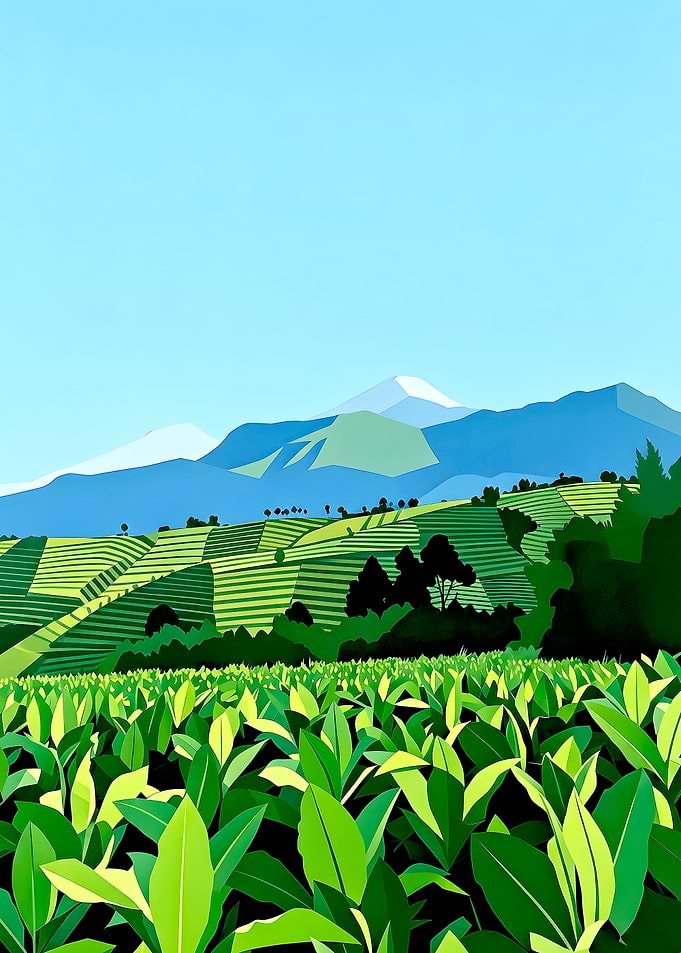 Terraced Fields and Mountains