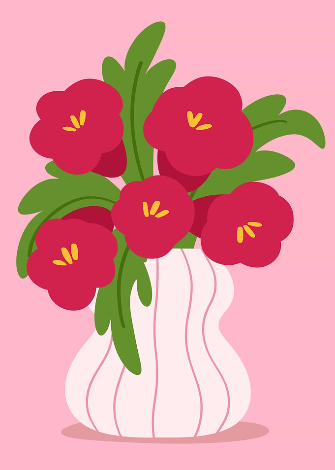 Vase of Red Flowers