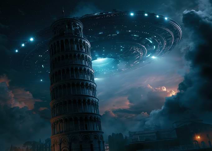 UFO over Leaning Tower of Pisa