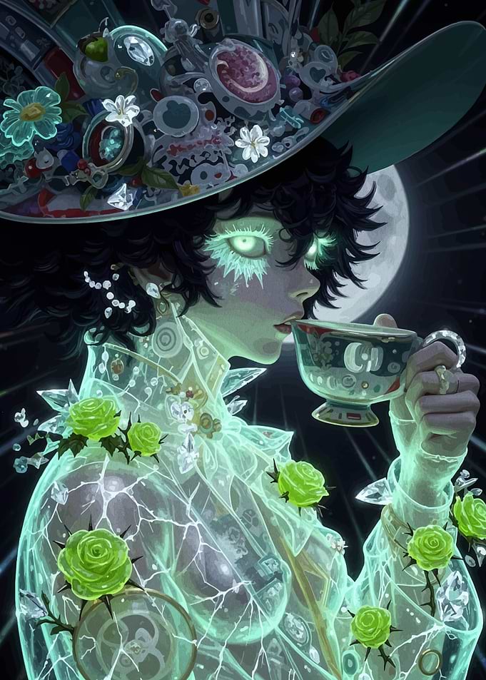 Ethereal Woman Drinking Tea
