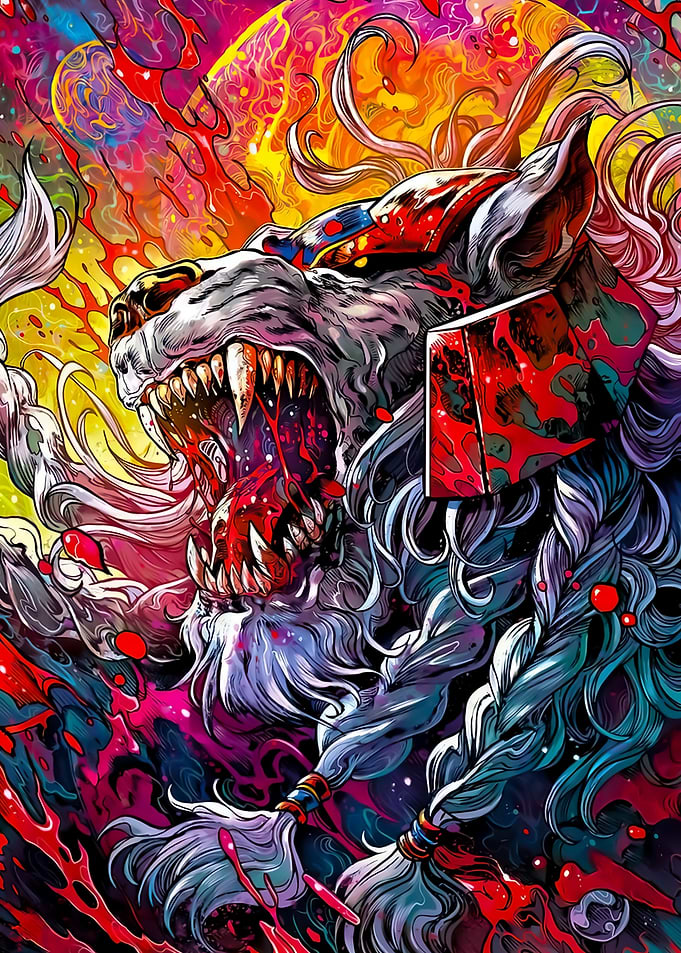 Fierce Wolf with Blood Splatter