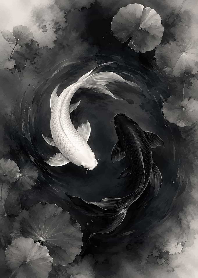 Yin Yang Koi Fish Painting