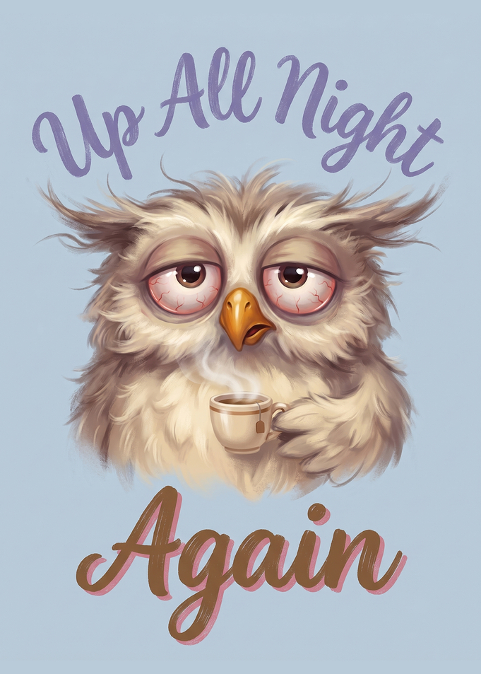 Tired Owl Holding Coffee Mug Sleepy Bird Night Shift Worker Exhausted Animal Lover Gift