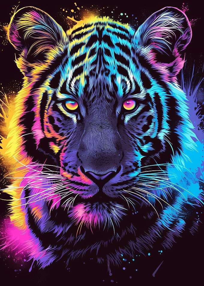 Neon Tiger Portrait