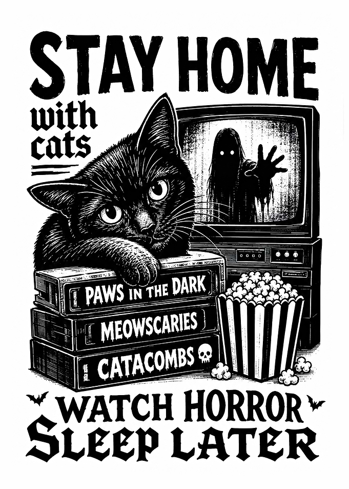 Stay Home Watch Horror Sleep Later Cat
