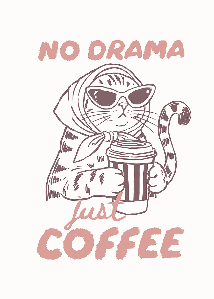 Cat with Coffee and Sunglasses