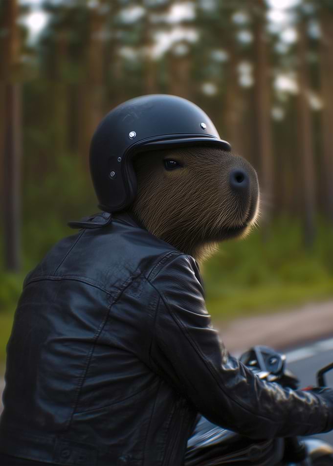 Capybara Biker in Leather Jacket