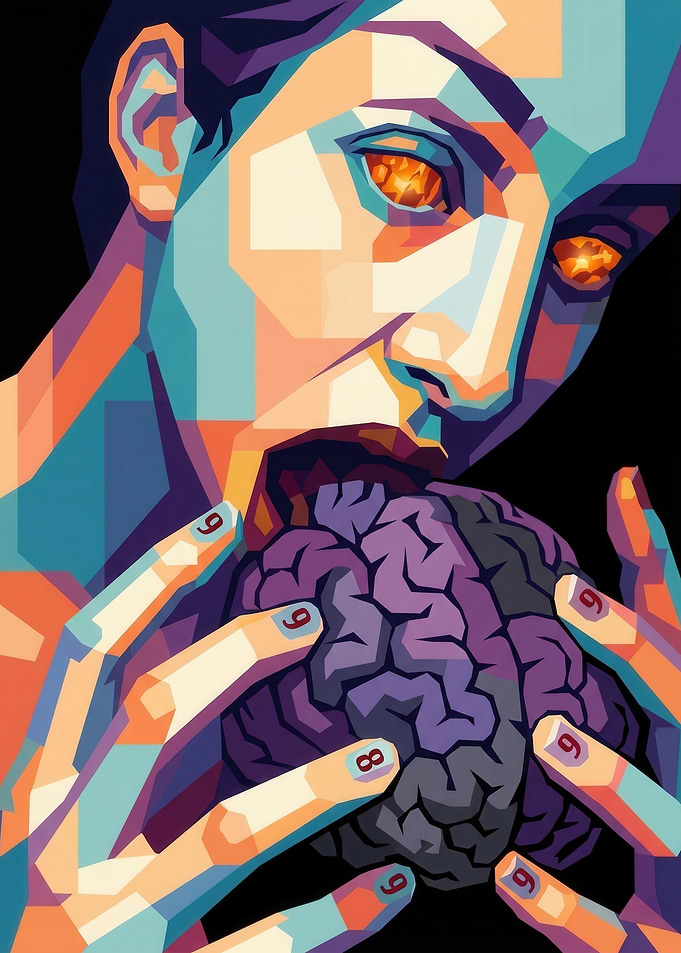 Person eating a brain