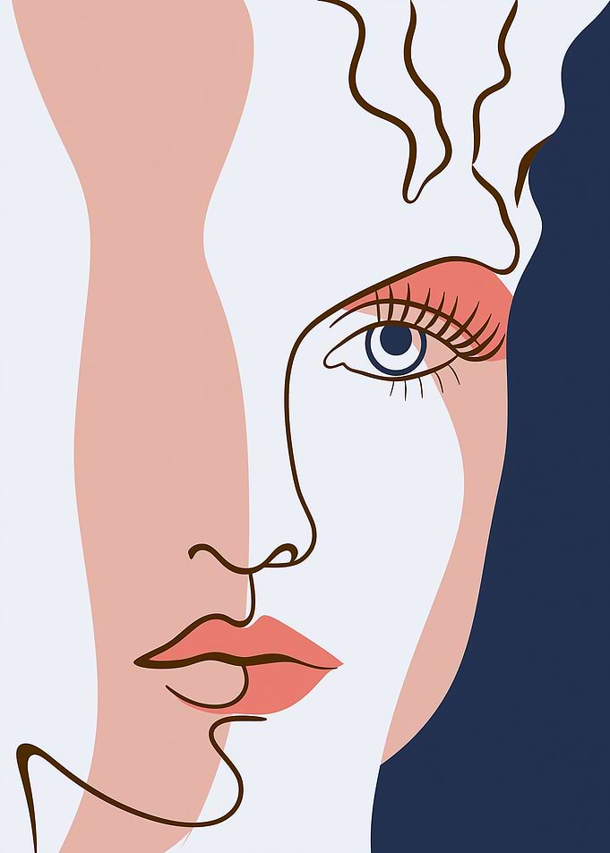 Abstract Face Line Art