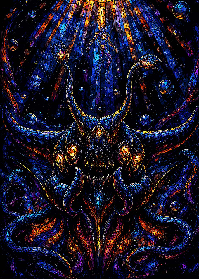Cosmic Monster and Ascending Figure