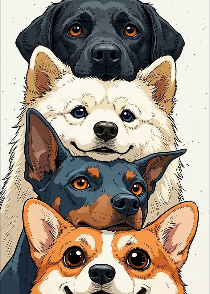 Stack of Adorable Dogs