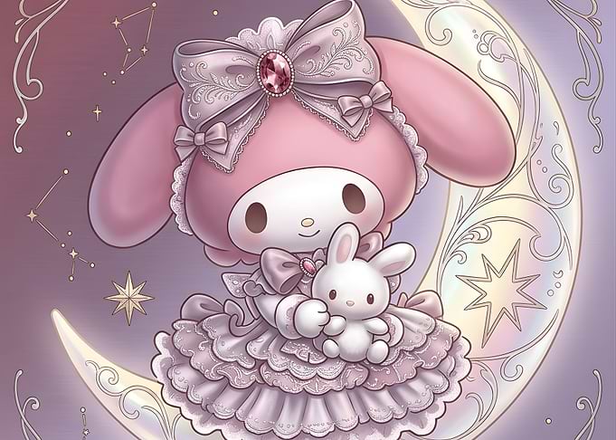 My Melody with Bunny on Crescent Moon