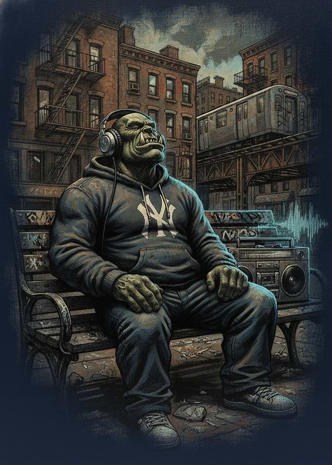 Orc Listening to Music in the City
