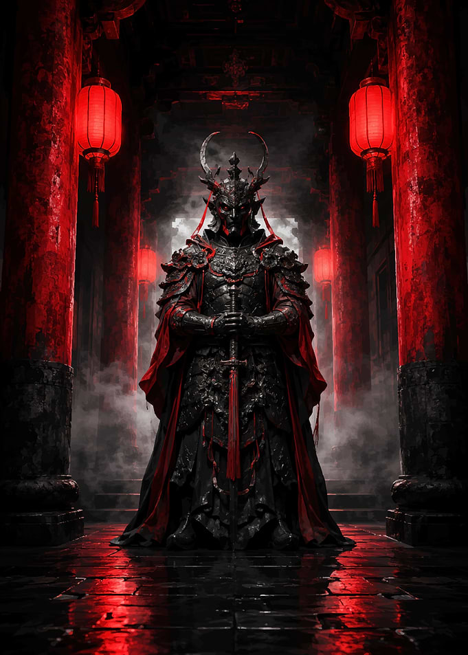Demonic Warrior in Red Lantern Hall