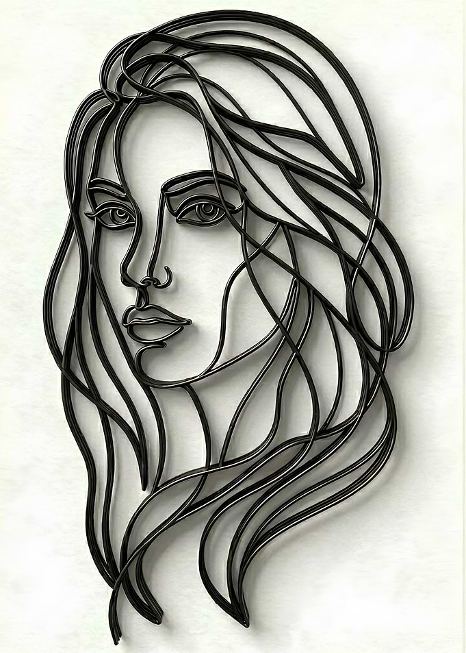 MINIMALIST FEMALE FACE LINE ART WALL ART | ELEGANT ONE LINE DRAWING