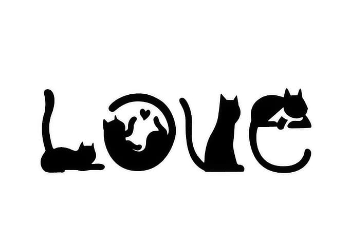 Love cats silhouette text art