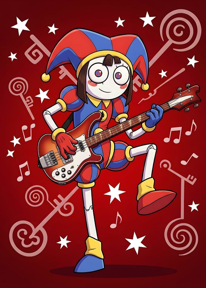 The Amazing Digital Circus Pomni Playing Bass Guitar