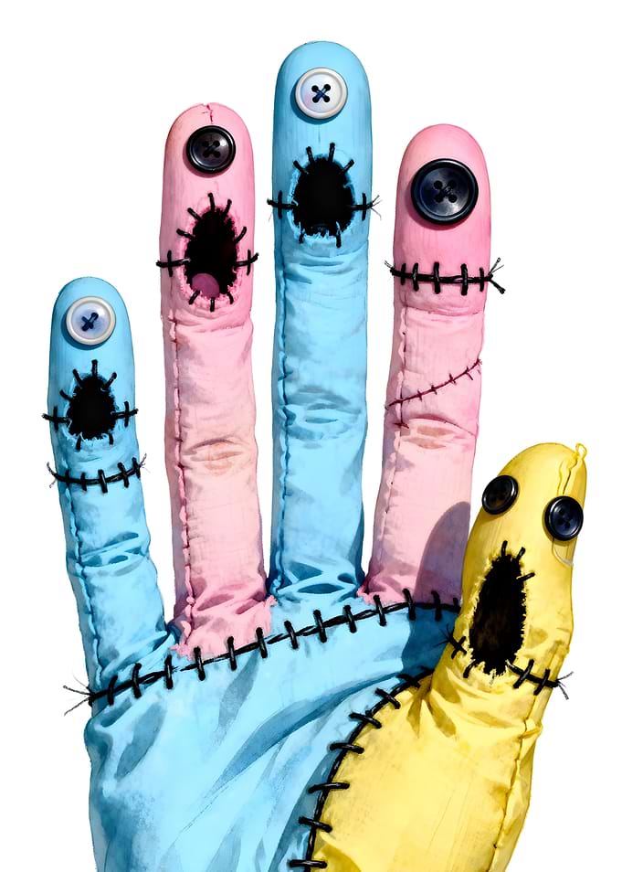 Creepy Stitched Hand Puppets