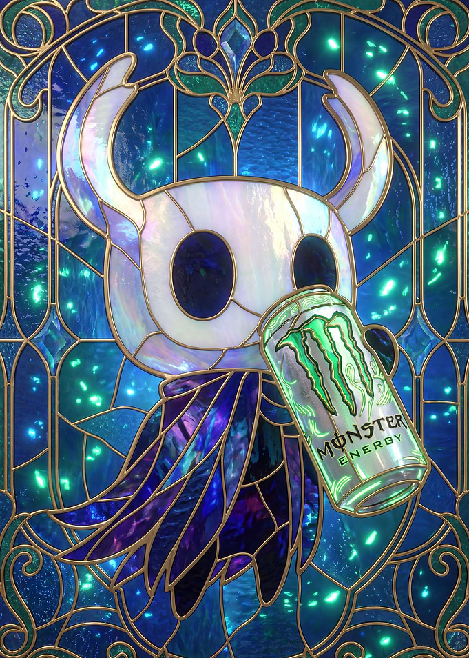 Stained Glass Knight with Monster Energy