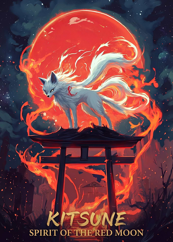 Kitsune Spirit of the Red Moon