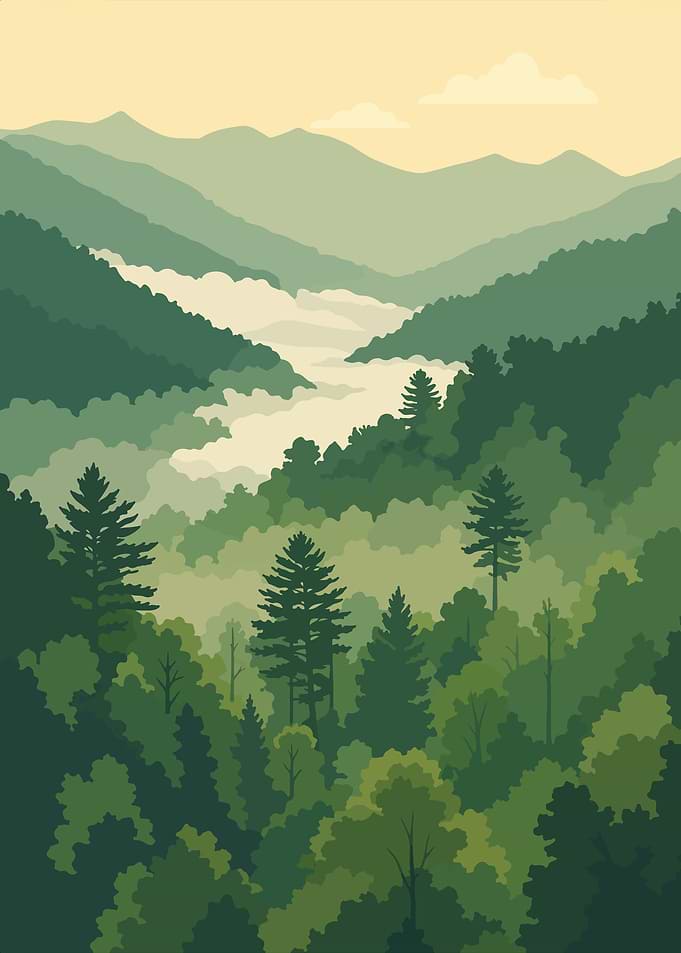 Misty Mountain Forest Landscape