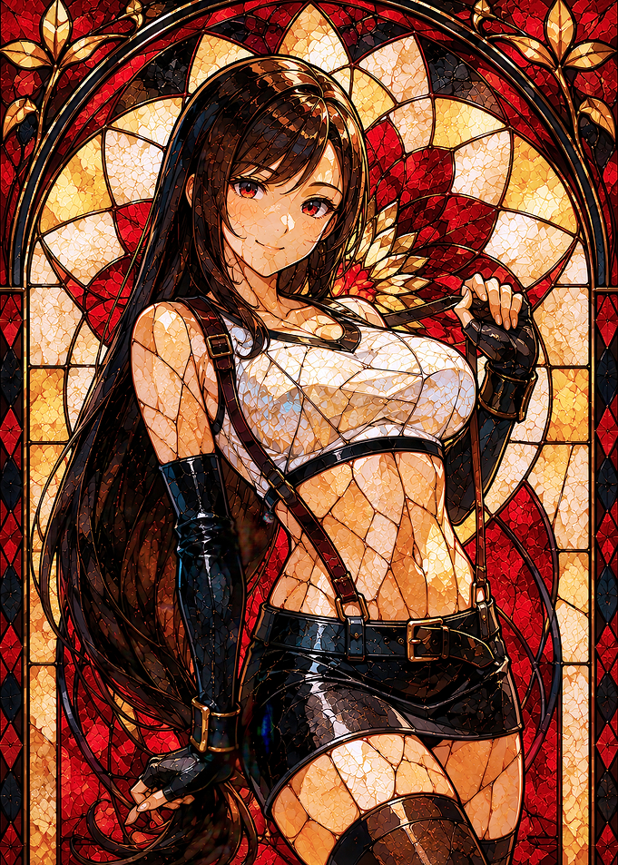 Tifa Lockhart Stained Glass Anime Art