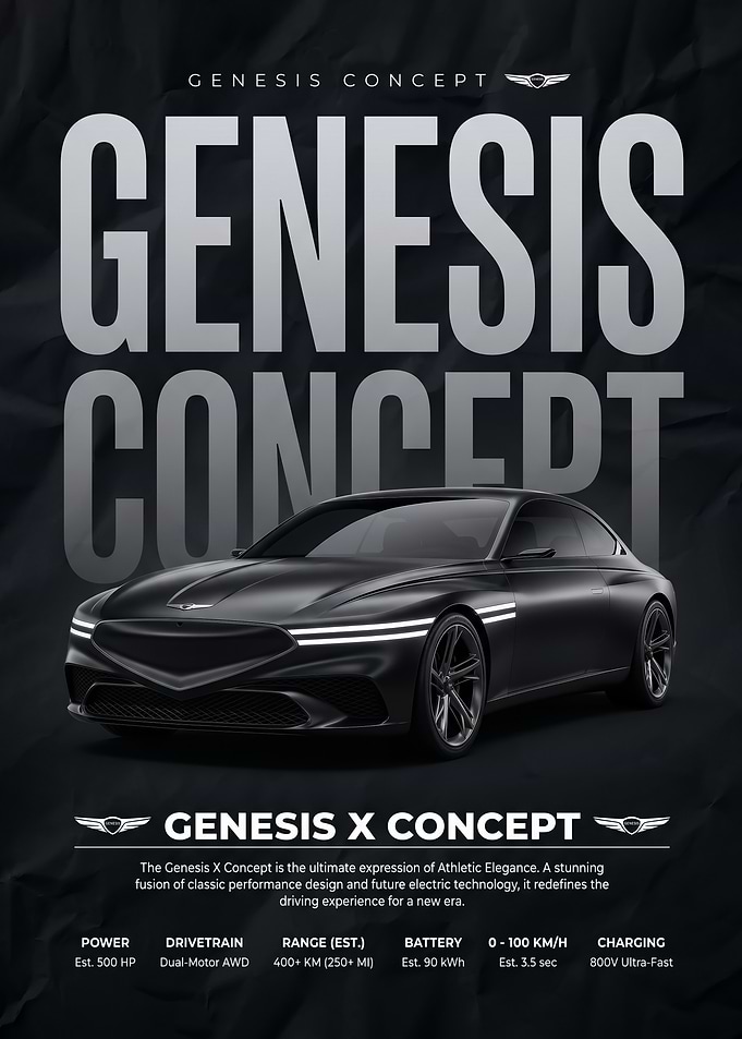 sleek black Genesis X Concept Car poster