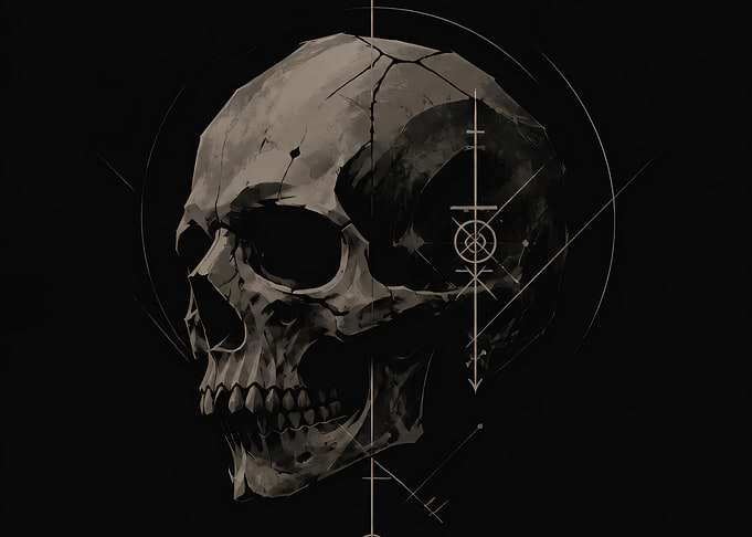 Dark Skull with Geometric Symbols