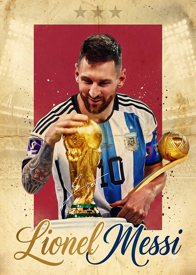 Lionel Messi with World Cup Trophy