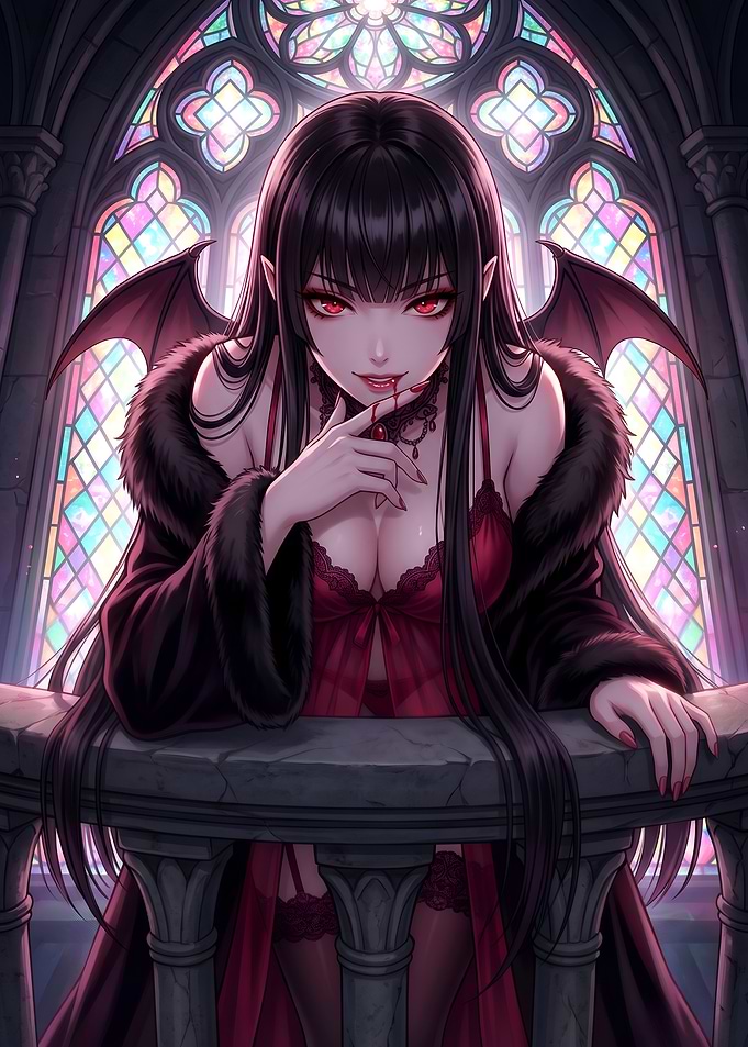 Gothic Anime Vampire Girl Wall Art