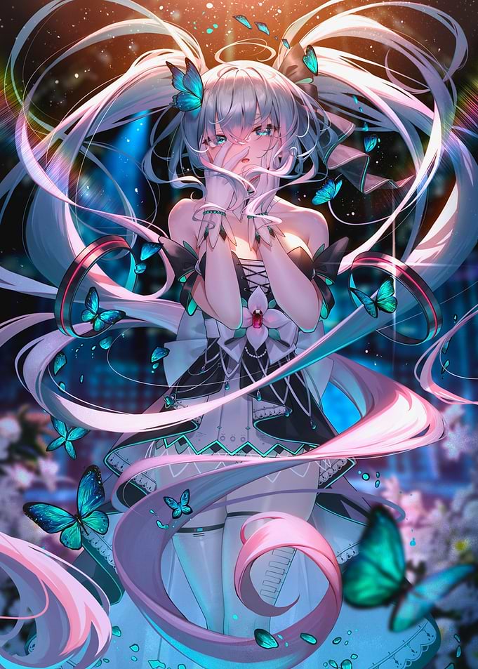Girl with Butterflies and Halo