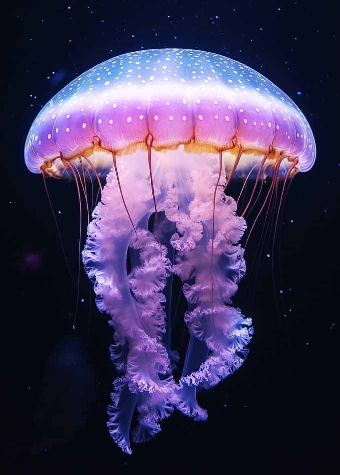 Vibrant Jellyfish in Dark Water