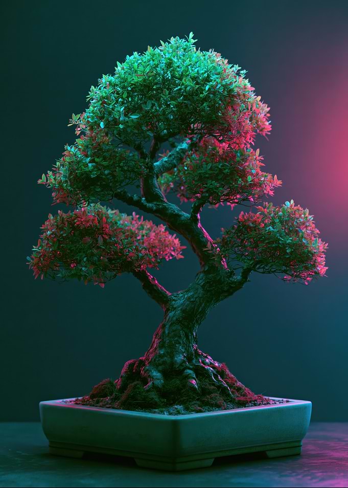 Bonsai Tree with Neon Lighting