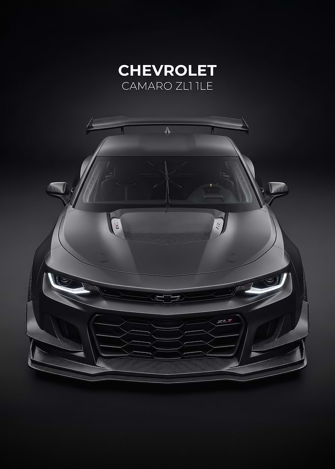 sleek dark Chevrolet Camaro ZL1 1LE car poster