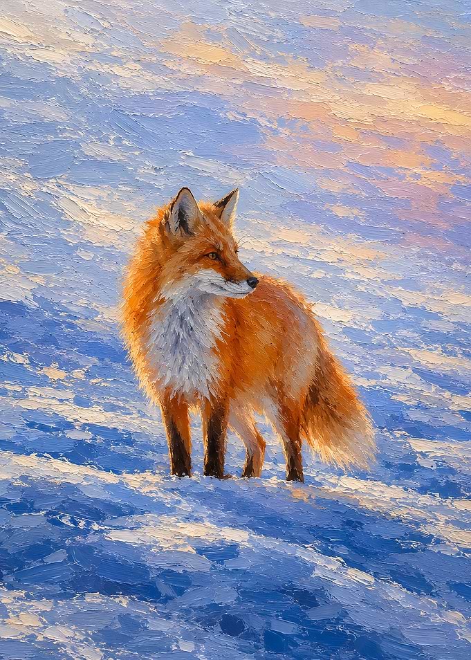 Red Fox in Snowy Landscape