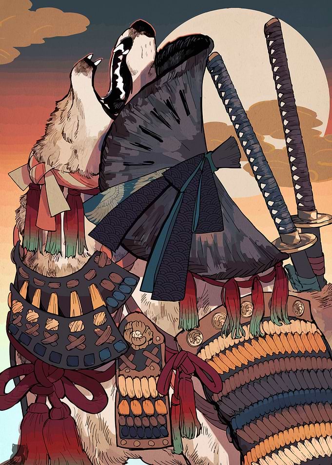 Samurai Wolf with Katana
