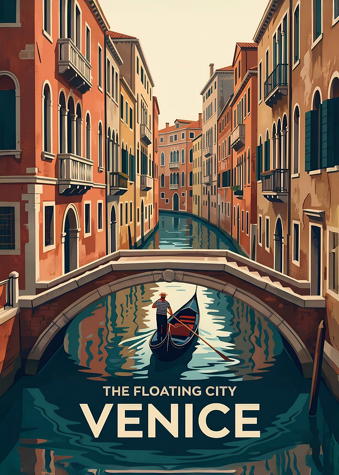 Venice Italy Floating City Gondola Poster