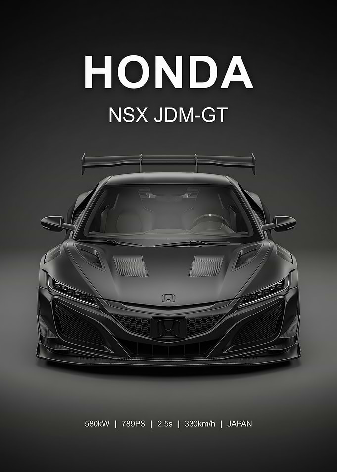 sleek black Honda NSX JDM GT car poster