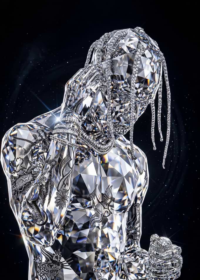 Diamond Sculpture of a travis scott