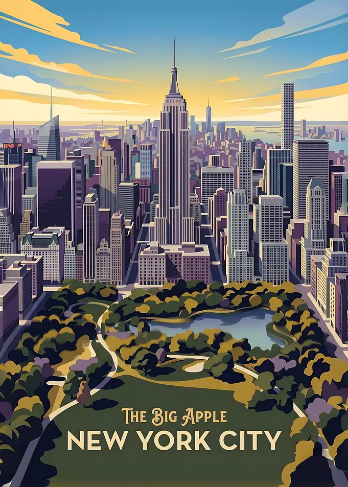 New York City Skyline Central Park Poster