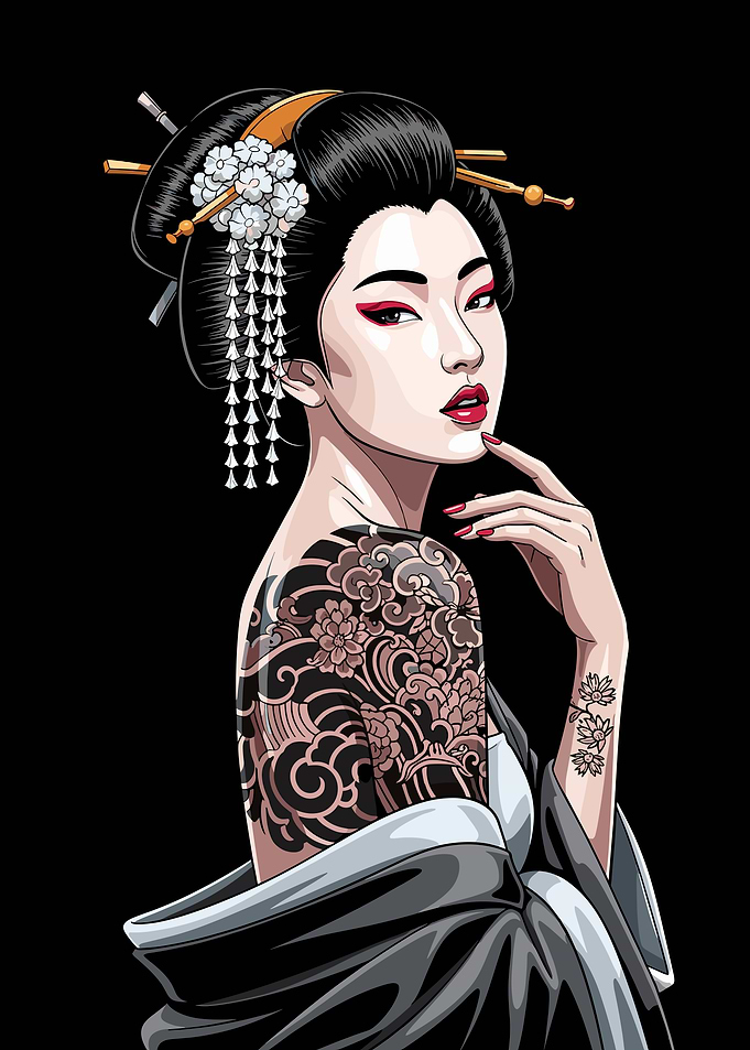 Geisha with Traditional Tattoo