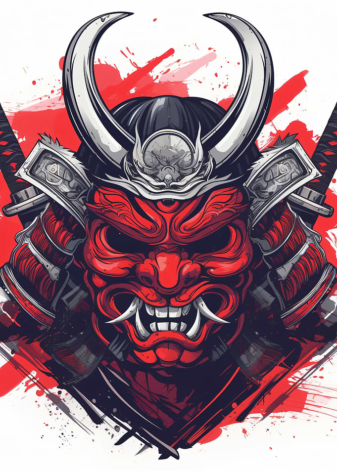 Samurai Mask with Swords
