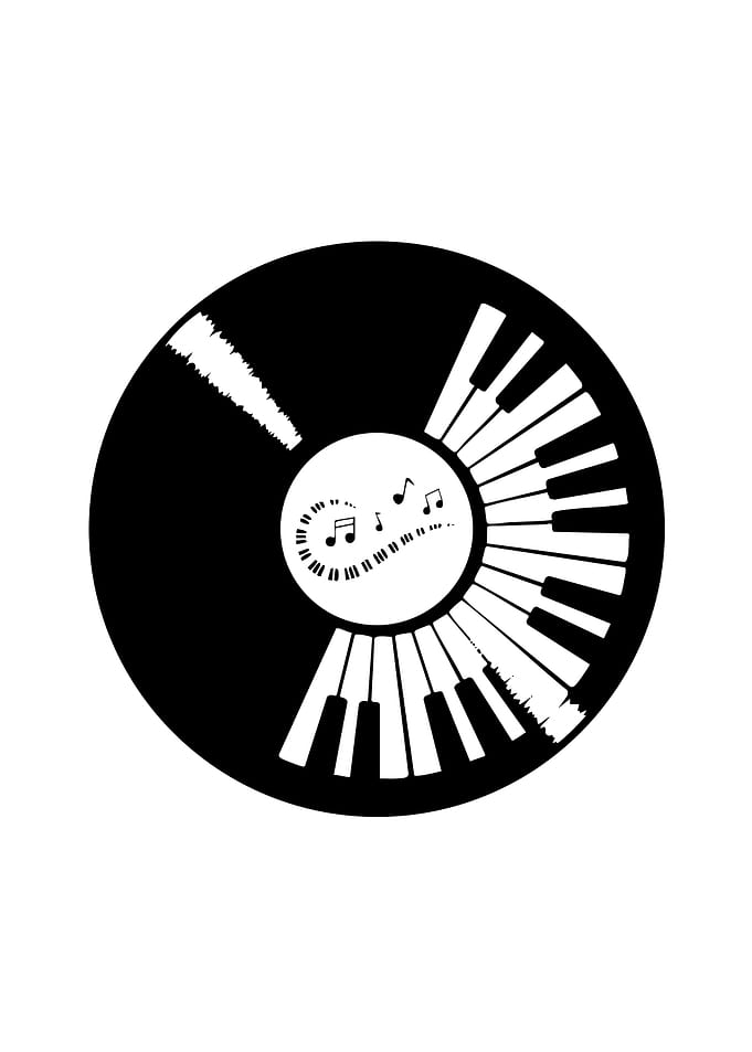 Piano Keys and Music Notes Vinyl Record