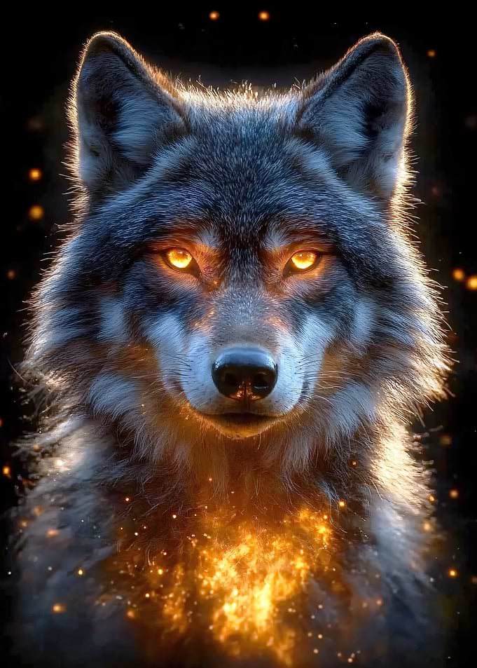Fiery Wolf Portrait