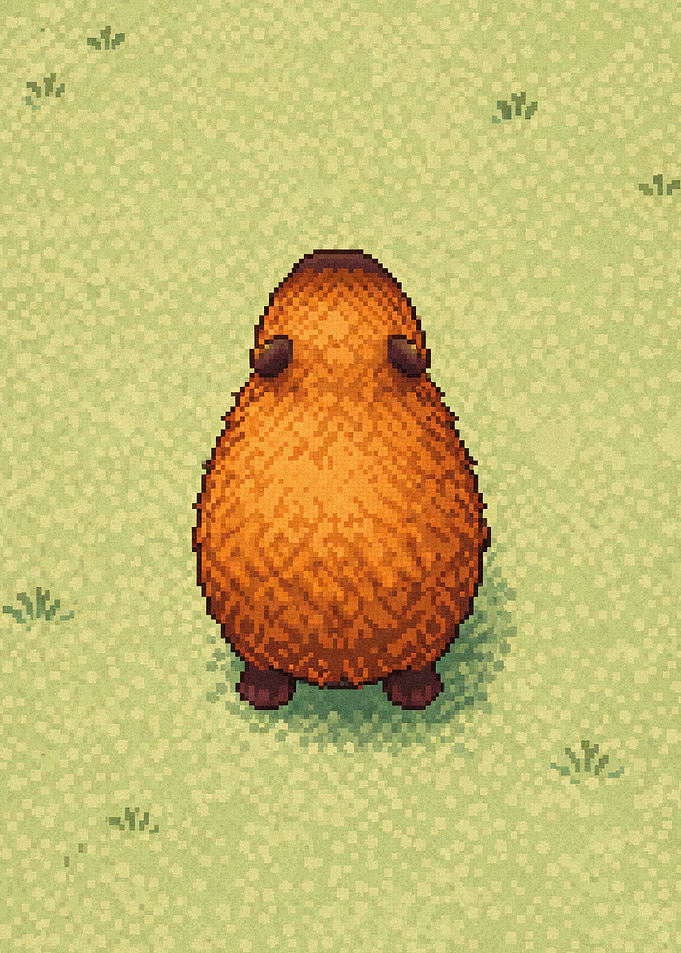 Pixel Art Capybara on Grass