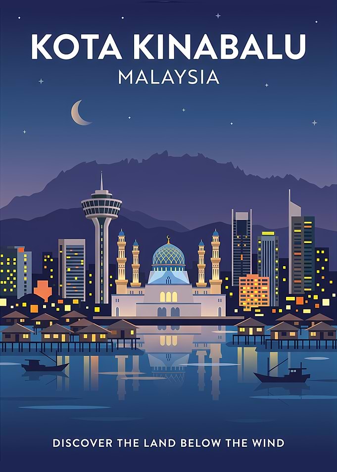 Kota Kinabalu Travel Poster